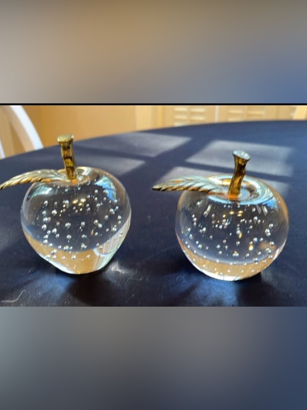 Vintage Controlled Bubble Art Glass Apple Paperweights